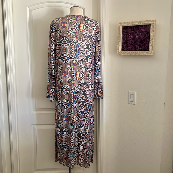 Shein / Longline Kimono / Geometric Patterned / Colorful - Picture 6 of 12